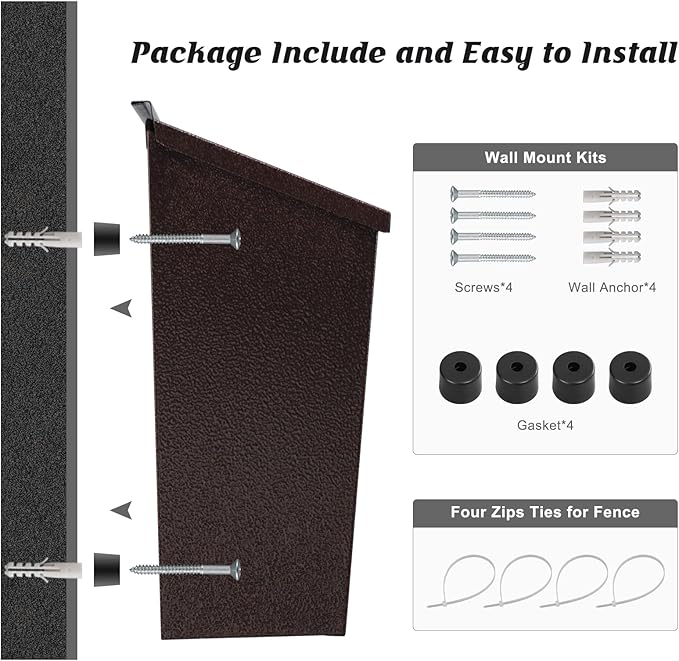 KYODOLED Wall-Mount Mailbox, Large Capacity Mail Box, Galvanized Steel Rust-Proof Metal Post Box, Mailboxes for Outside,15.7"x9.9"x4.9" Bronze
