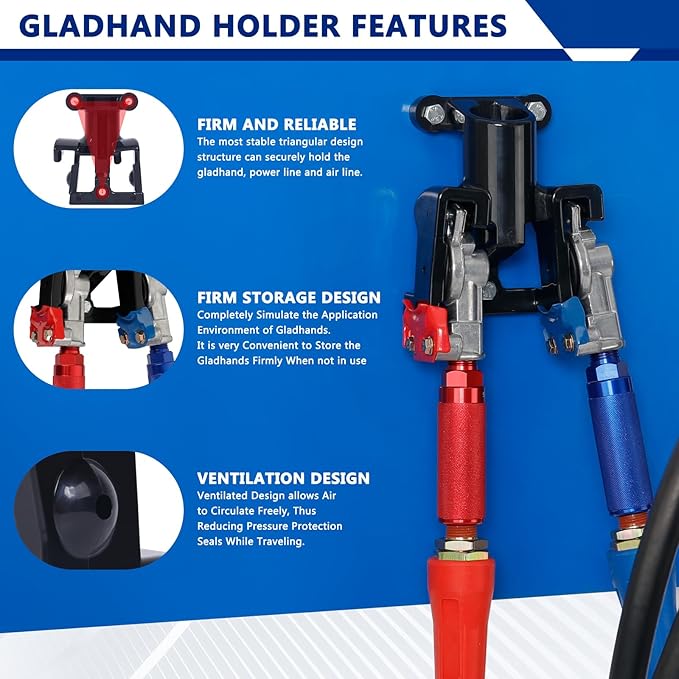 15 FT Semi Truck Air Line Kit Straight Heavy Duty Air Line Hoses with Gladhands, Handles, Holder and 16" Tender Spring Kit for Trailer Truck Tractors Parts