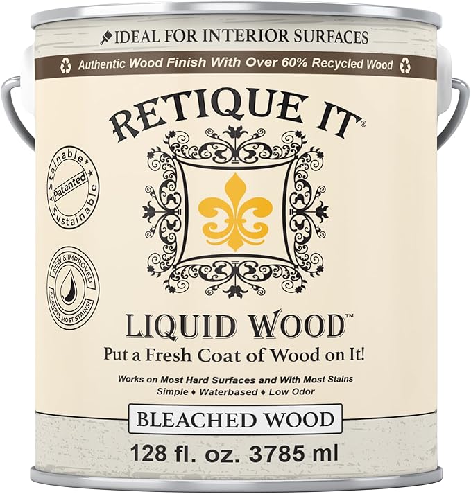 Retique It New and Improved Formula Liquid Wood Coatings - Stainable Primer - Paint It Then Stain it (Bleached Wood, X-Large)
