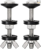 2PCS M8 Universal Toilet Tank to Bowl Bolts Kit, Heavy Duty Toilet Tank Bolts and Washers, 304 Stainless Steel Toilet Seat Bolts Kit, with Extra Long Nut Easy to Install (ΦM8, 2)