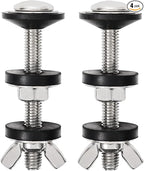 4PCS M8 Universal Toilet Tank to Bowl Bolts Kit, Heavy Duty Toilet Tank Bolts and Washers, 304 Stainless Steel Toilet Seat Bolts Kit, with Extra Long Nut Easy to Install (ΦM8, 4)