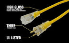 Southwire Yellow Jacket Heavy Duty Extension Cord - Reliable Outdoor Power for Tools & Equipment - Lighted End with Weather Resistant SJTW Jacket - 100 Foot