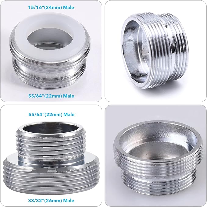 Faucet Diverter Valve with Aerator, 3-Way Diverter Valve for Hand Held Shower, Sink Faucet Splitter for Kitchen and Bathroom, with M22/M24/M26/F28/G1/2" Adapters