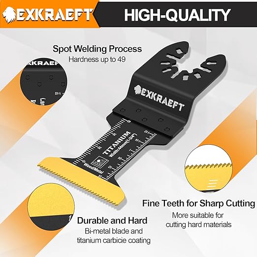 110 PCS Multitool Blades Oscillating Tool Blade, Universal Titanium Oscillating Saw Blades for Metal Nails, Wood and Plastic, Multi Tool Blades Kits Fit Dewalt Milwaukee Ryobi Rockwell Fein