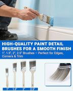 Paint Roller Kit with Extension Pole 2 to 4FT, All-in-One Wall Painting Tools Kit Paint Rollers Cover and Paint Roller Frame, Paint Brushes Set for House Painting - 30 Piece Sets