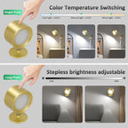 Lightbiz LED Wall Lights with Remote, Wall Sconces Lamp Rechargeable Battery Operated, 3 Color Temperatures & Dimmable Magnetic 360° Rotation Cordless for Bedroom Bedside