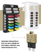 Standard Blade Car Fuse 5A Resettable Automotive Fuse ATC ATO Manual Reset Fuses Manual-Reset Blade Circuit Breaker for Boat Truck SUV Motorcycle 32VDC Fuses Assortment Kit