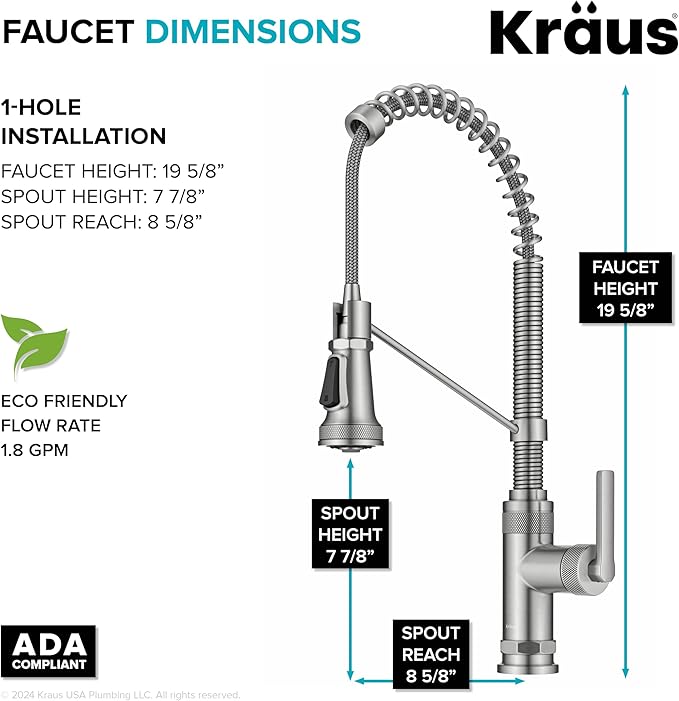 KRAUS Allyn Commercial Style 2-Function Single Handle Pull Down Kitchen Faucet in Spot-Free Stainless Steel, KPF-4110SFS