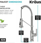 KRAUS Allyn Commercial Style 2-Function Single Handle Pull Down Kitchen Faucet in Spot-Free Stainless Steel, KPF-4110SFS