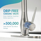 GIMILI Kitchen Faucet with Pull Down Sprayer Single Handle High Pressure Brushed Nickel Kitchen Sink Faucet Commercial Double-Headed Stainless Steel Kitchen Faucets Sink with Deck Plate