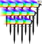 Solar Spot Lights Outdoor Color Changing, [7 Mode/12 Pack] Christmas Landscape Spotlights, Solar Light Outdoor Waterproof, Led Powered Flood Light for Outside Pathway Yard Garden Tree Halloween