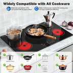 SNDOAS 36 inch Electric Cooktop,5 Burners 9000W Built-in Glass Ceramic Electric Stove Top w/Touch Control,9 Power Levels,Child Lock,Triple-Ring Zone,240V Hardwired for Kitchen Countertop 36"