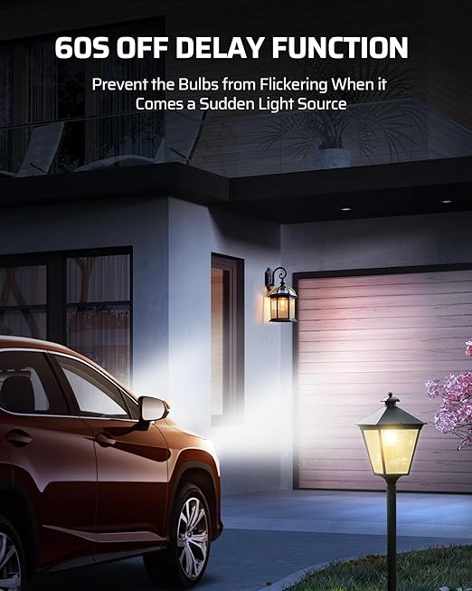 DEWENWILS Light Sensor Socket, E26 E27 Dusk to Dawn Sensor Socket, Light Bulb Socket for Light Fixtures, Compatible with Incandescent/CFL/LED/Halogen Bulbs, Black, 2 Pack