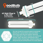 GoodBulb 42 Watt CFL Light Bulbs 4 Pin GX24Q-4 Base 4100K Cool White 42W High Output 3200 Lumens Triple Tube Compact Fluorescent Light Bulbs Plug-in 10 Pack