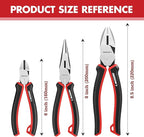 ARROW 3PC Pliers Set, Includes 8.5 Inch Linesman, 8 Inch Needle Nose Pliers, 6 Inch Diagonal Cutter, Comfortable Ergonomic Anti-slip Handle, for Basic Repairs