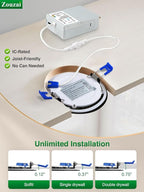 zouzai 16 Pack 4 Inch 5CCT Reset,Black LED Recessed Lights Dimmable 2700K/3000K/3500K/4000K/5000K, 9W Ultra Thin Recessed Lighting - ETL and Energy Star Certified