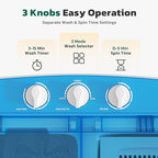 Greenvelly Portable Washing Machine, 16 Lbs Compact Mini Washer and Dryer Combo, Semi-automatic Twin Tub Washer with Drain Pump for Dorms, Apartments, RVs (Blue)
