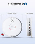 SITERWELL Smoke Detector, Hardwired Interconnected Smoke Detector, Photoelectric Smoke Alarm with 9V Backup Battery, Fire Alarm with Test/Silence Button, UL217-10th Listed, GS562A, 2 Packs