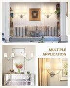 Emak 2-Light Bathroom Light Fixtures, Modern Brushed Nickle Vanity Light with Fabric Shade, Wall Sconces for Bathroom, Living Room, Bedroom, VL116-BN-2