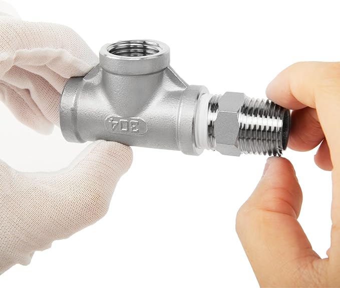 ChillWaves 304 Stainless Steel Pipe Fitting, Hex Nipple 1/2" NPT Male x 1/2" NPT Male Thread Adapter(6-PACK)