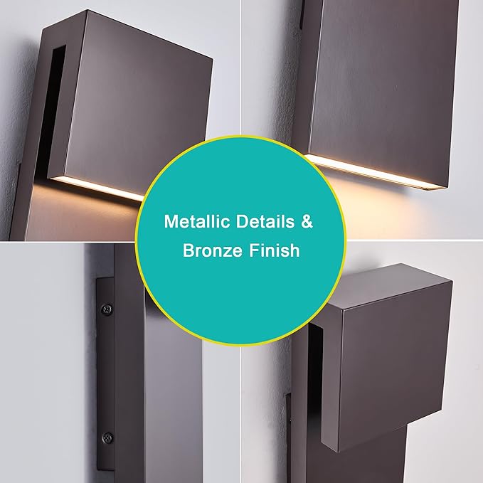 Outdoor Wall Lights Modern Exterior Lighting Fixtures, 3000K Integrated LED, Wall Sconce Lighting 2 Packs, Bronze Outside Wall Mount Lights for House Front Door Porch Garage Patio