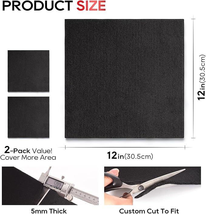 TOPDC 2 Pack Welding Blanket 12x12 Inch, High Temp Resistant Carbon Felt Pad, 5mm Thick Heat Shield Fabric Withstands 2200℉, UL94&MSDS Certified, Flexible&Cuttable for Welding Soldering Grill Firepit