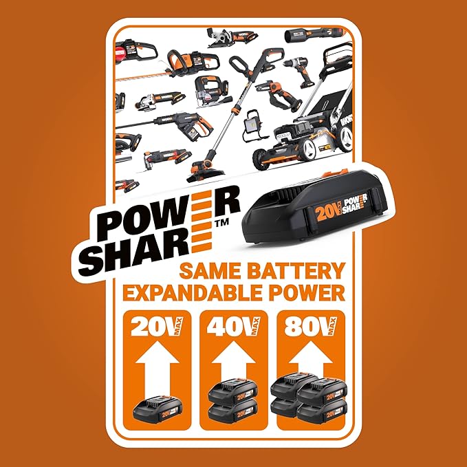 WORX WX030L 20V Power Share Cordless Cube Vac Compact Vacuum, Black