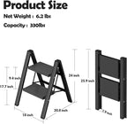 Taranta 2 Step Ladder,Aluminum Lightweight Folding 2 Step Stool with Anti-Slip Wide Pedal, 330lbs Capacity Step Ladder for Household,Kitchen,Office - Black