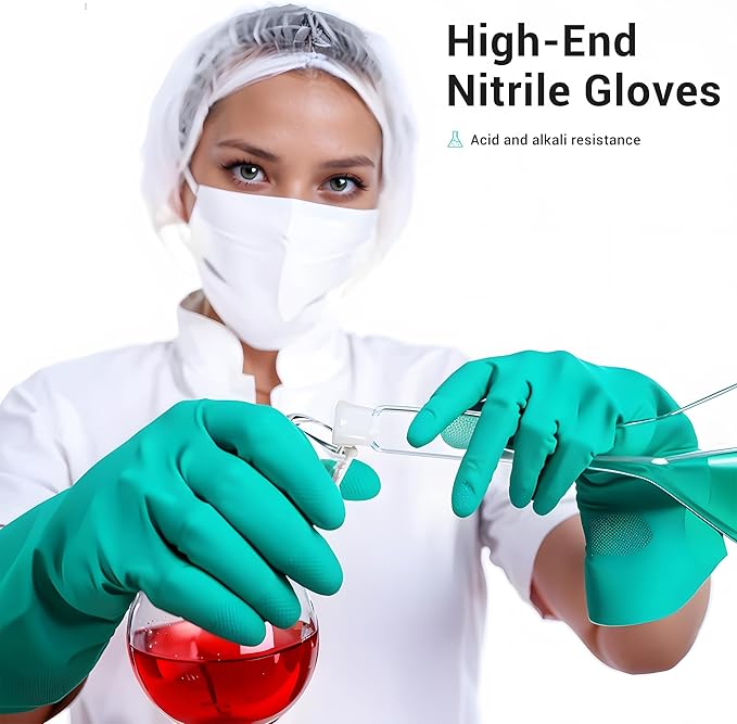ThxToms Chemical Resistant Nitrile Gloves,Resist Household Acid, Alkali, Solvent and Oil, Latex Rubber Free, 1 Pair Extra Large