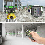 Huepar Electronic Green Rotary Laser Level + Plumb Points, Self-Leveling Horizontal/Vertical Rotary Laser Kit 800M W/Goggles, Receiver, Target Plate, Remote Control, Li-ion Battery & 5V2A Adapter