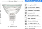 MR16 Halogen Light Bulb 2 pin 35W 12V, GU5.3 Base for Landscape Lights, Track Lights, Fiber Optics, Desk Lamps, 2700K Warm White Dimmable, 6 Pack