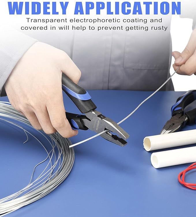 7-Inch Linesman Pliers with Rubber Grip Handle for Basic Repair, DIY Projects and Home