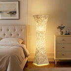 GyroVu Floor Lamp for Living Room, 47“ 3-Color Temperature Standing Corner Floor Lamps, Modern Column Floor Light with White Fabric Shade for Bedroom, Home Office, Kids Room, 2 Bulbs Include