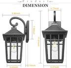 Darkaway Large Outdoor Wall Lights for House, 18inch Exterior Lighting Fixtures 2pcs Wall Mount Outdoor Porch Lights Black Outdoor Sconce Lights with Seeded Glass for Hallway Garage