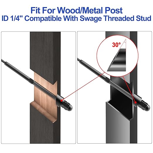 CKE 30 Pack 1/4" Black Angle Beveled Washers for Cable Railing, 30 Degree Beveled Washers for 1/8" 5/32" 3/16" Stair Deck Cable Railing Kit, T316 Stainless Steel Black Cable Railing Angle Washer,BCR17