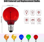 5 Pack G40 Red Led Replacement Bulbs,E12/C7 Candelabra Base,1 Watt Shatterproof Colored Bulbs for Christmas Halloween Outdoor Indoor Decor (Red)