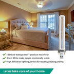 13 Watt Single Tube 2 Pin GX23 Base,PL-13W GX23 2700K,800 Lumens,82 CRI,T4 Shape, Replaces Philips PLS13W827,TCP 32013,Sylvania CF13DS/827/ECO PLS 13W 827,PL13/SP27K-6 Pack