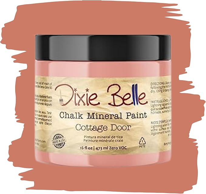 Dixie Belle Paint Company Chalk Finish Furniture Paint - Cottage Door (16oz) - Matte Dusty Coral Chic Chalk Mineral DIY Furniture Paint