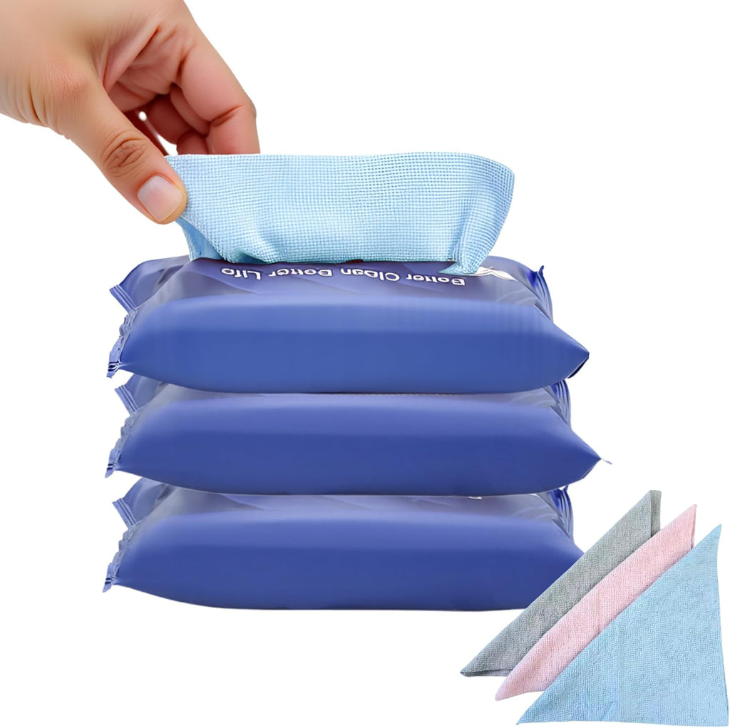 Microfiber Cleaning Cloths 60-Pack Microfiber Towels Pull-Out Packs 8.7x8.7 in, Lint Free, Streak Free, Absorbent, Reusable, Washable, Scratch Free, for Kitchen, Car Detailing, Glass, Pink/Gray/Blue