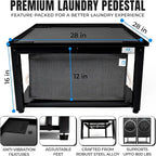 Washer and Dryer Pedestals - 28" W, 16" H, Black Steel Universal Fit with Major Brands, Leak-Proof Laundry Pedestal with Drain Pan & Hose, Washer and Dryer Stand for Back Pain Relief, 800 lbs Capacity