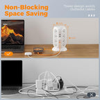 TESSAN Tower Power Strip with Individual Switches, Surge Protector with 12 Outlets, 5 USB Ports(2 USB C), Flat Extension Cord 10 Ft, Flat Plug, Charging Station for Multiple Devices, for Office, Dorm