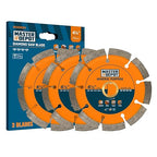 4-1/2" Diamond Saw Blade, Segmented Rim, Dry/Wet Cutting, for Cutting Concrete, Paver, Masonry, Terrazzo, Stone, Granite, Block, 7/8"-5/8” Arbor for Angle Grinder & Handheld Gas Saw (3 Pack)