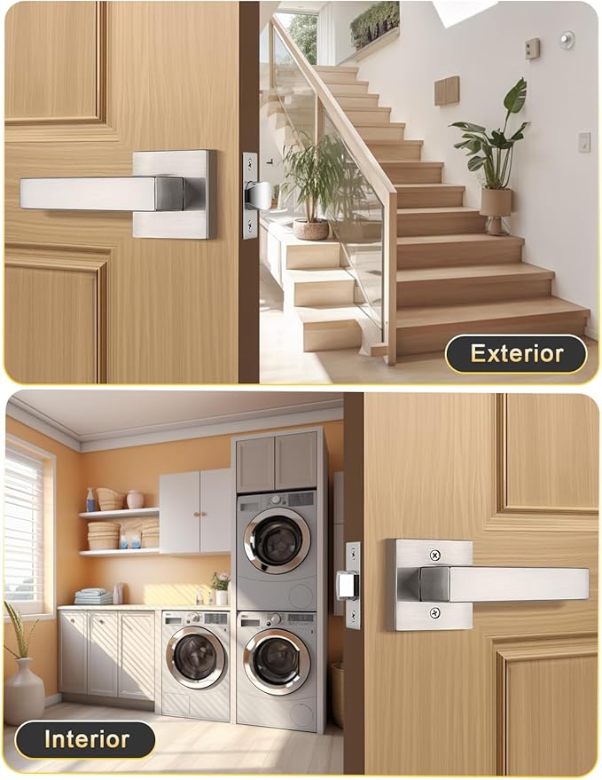 8 Pack Brushed Nickel Passage Door Levers Interior Door Handles, Heavy Duty Closet Hallway Door Handle Sets