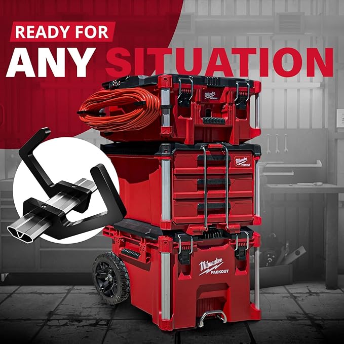 Packout Extension Cord Holder for Alpha Rail System Compatible with Milwaukee Packout Tool Box - Fits Packout Organizers - Perfect Packout Accessories Upgrade & Packout Mods Solution - Black