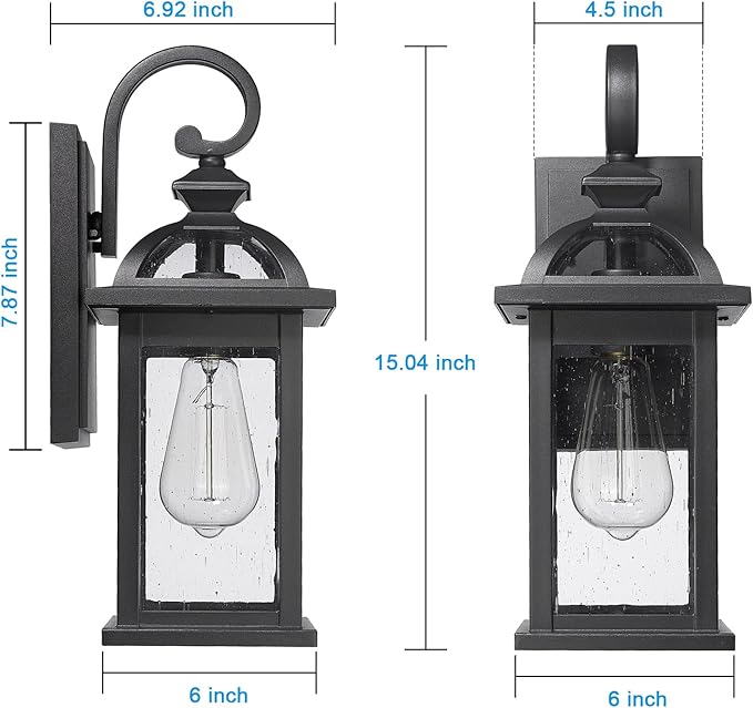 Darkaway Outdoor Lights Fixtures Wall Mount, Outdoor Wall Sconce with Seeded Glass Waterproof Outside Exterior Lighting Fixture for House, Front Porch, Patio (1 Pack)