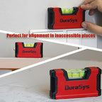 Small Magnetic Portable Level, 1 Vial Compact Horizontal Level Tool, 3.5" Smart Pocket-Sized Shock-resistant Aluminium Mini