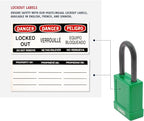 ABUS Green Pack of 10 Lockout Tagout Premium Solid Body Safety Padlock Set - OSHA Compliant Loto Locks Insulated Against Electric Shock, Keyed Different, 1 Key Per Lock