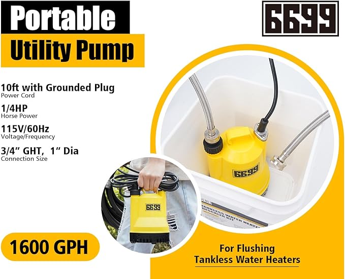 Tankless Water Heater Flushing Kit Just add Vinegar Descaler Easy to Clean Water Heaters SUB 1600 KIT02