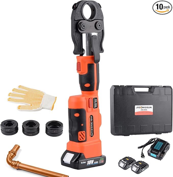 Pro Press Tool with 1/2", 3/4", 1"Pro Press Copper Crimper Tool with 12-Ton Hydraulic Power, Apply US Standard Copper Pipe or Stainless Steel Tube, Suitable for Plumber