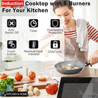 K&H SIGNATURE SERIES 5 Burner 31.5 Inch Built-in Induction Electric Stove Top Ceramic Cooktop Touch Control 240V 9200W IN30-9200FLX